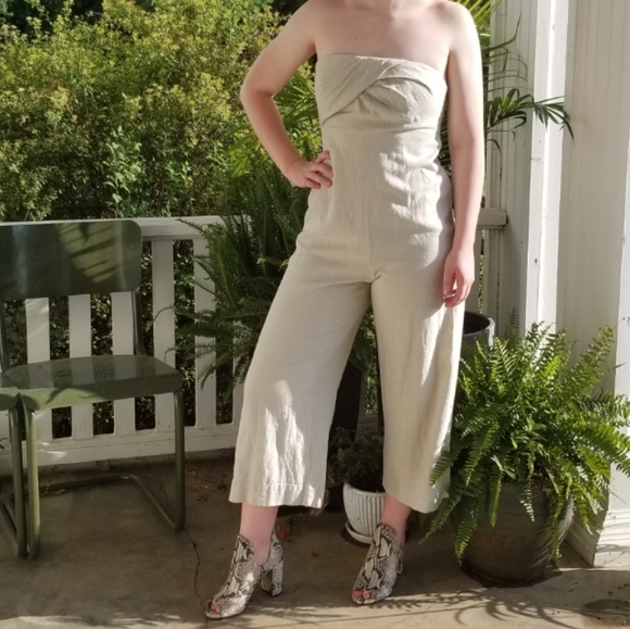 Urban Outfitters linen strapless wide-leg jumpsuit - Picture 14 of 16